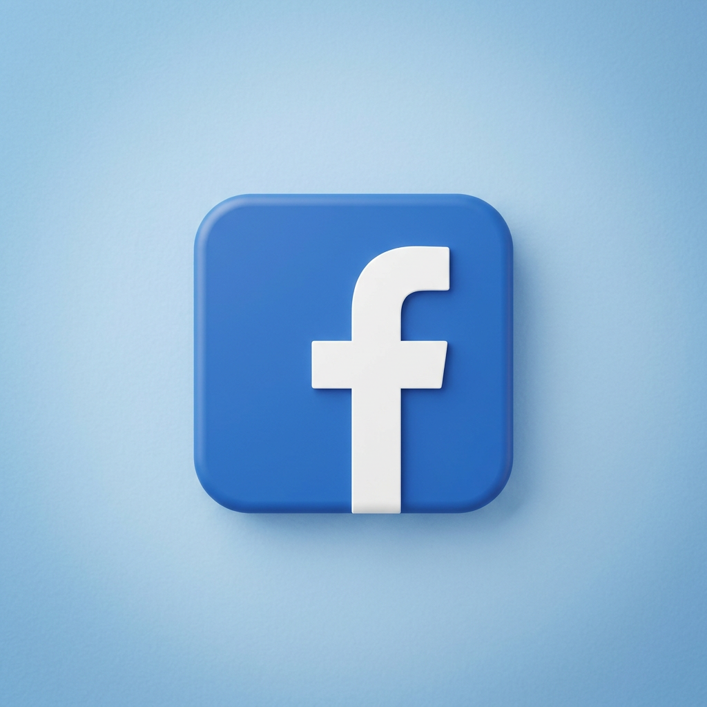 Blue square button with white lowercase letter f representing Facebook